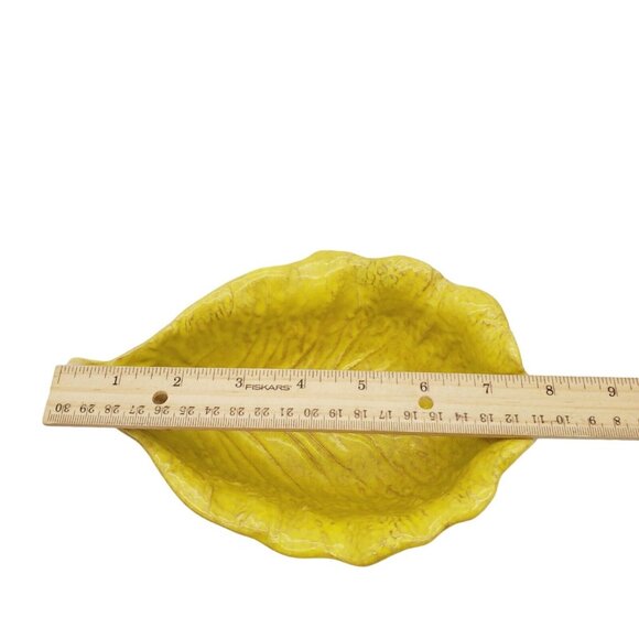 VTG‎ Secla Yellow Cabbage Ceramic Serving Bowl 7" x 5" x 2" Portugal Majolica - Picture 5 of 7